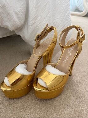 Gold Platform Six Inch Heels Platform Heels